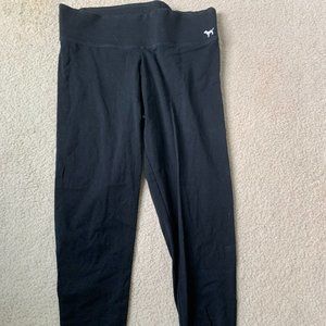 PINK Yoga solid black leggings LARGE